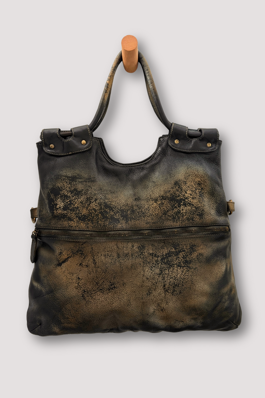 Bella Foldover Tote - Raw Onyx