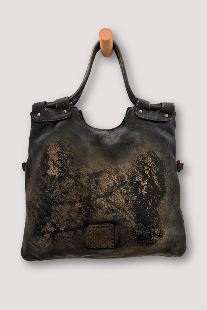 Bella Foldover Tote - Raw Onyx