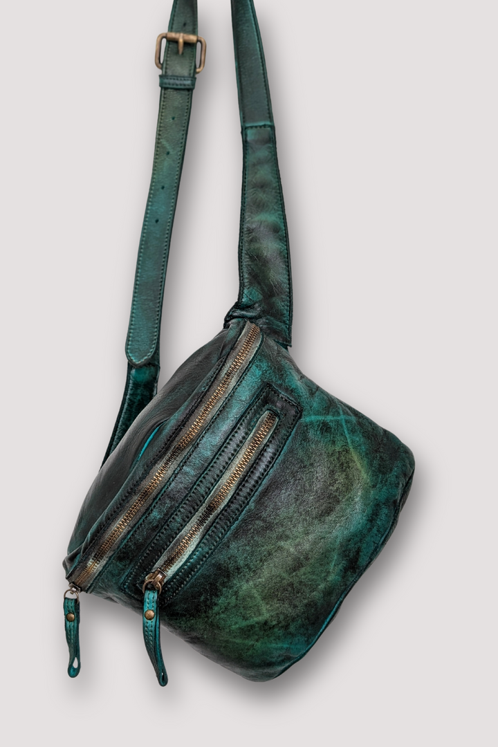 Rider Crossbody Sling Bag - Gold Green Men